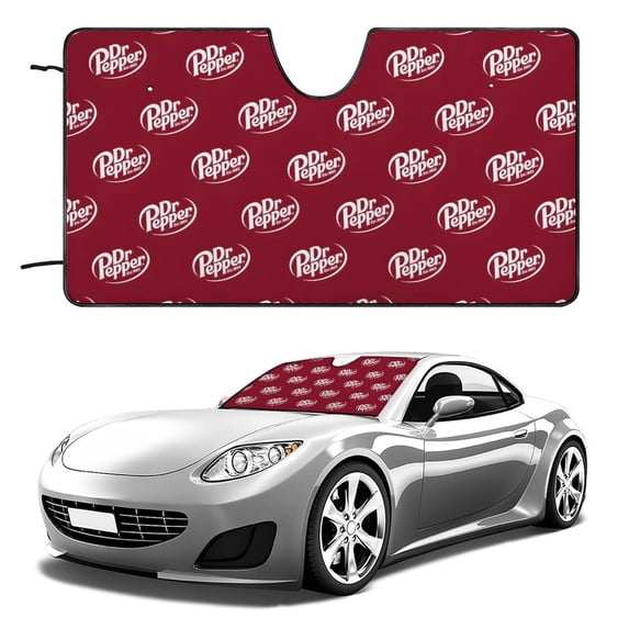 Dr Pepper-theme Windshield Sun Shade Front Protector Folding Car Sun Visor Blocks Uv Rays Keeps Your Vehicle Cool52in*28in(130cm*70cm)