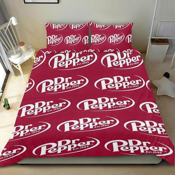 Dr Pepper-themed Bed Sheet Set Three Piece Set Comfortable And Skin Friendly Unique Design Home Decor Gifts For Family Friends fans54''x79''135*200cm