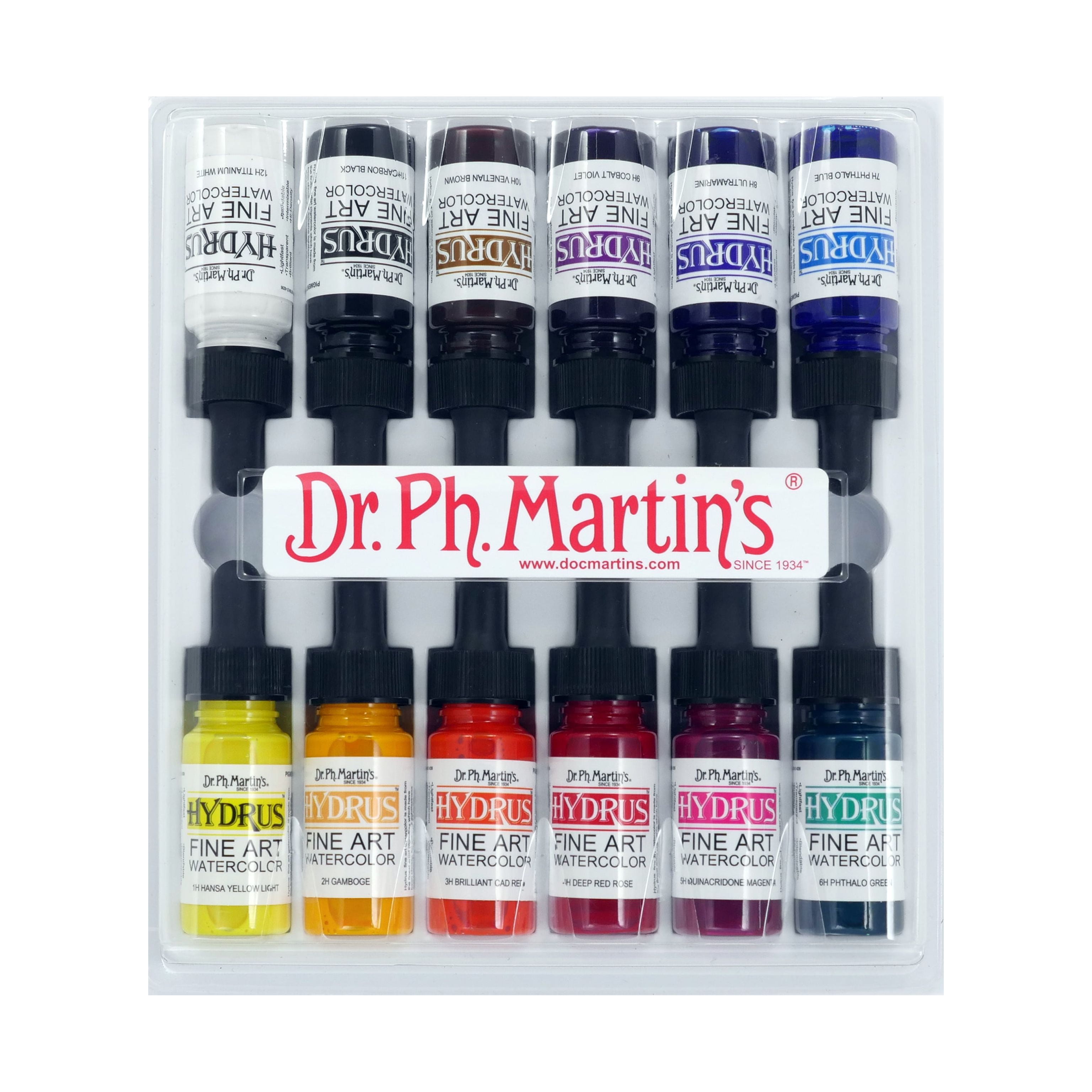 Dr. Ph. Martin's Hydrus Fine Art Watercolor, 0.5 oz, Set of 12 (Set 1)