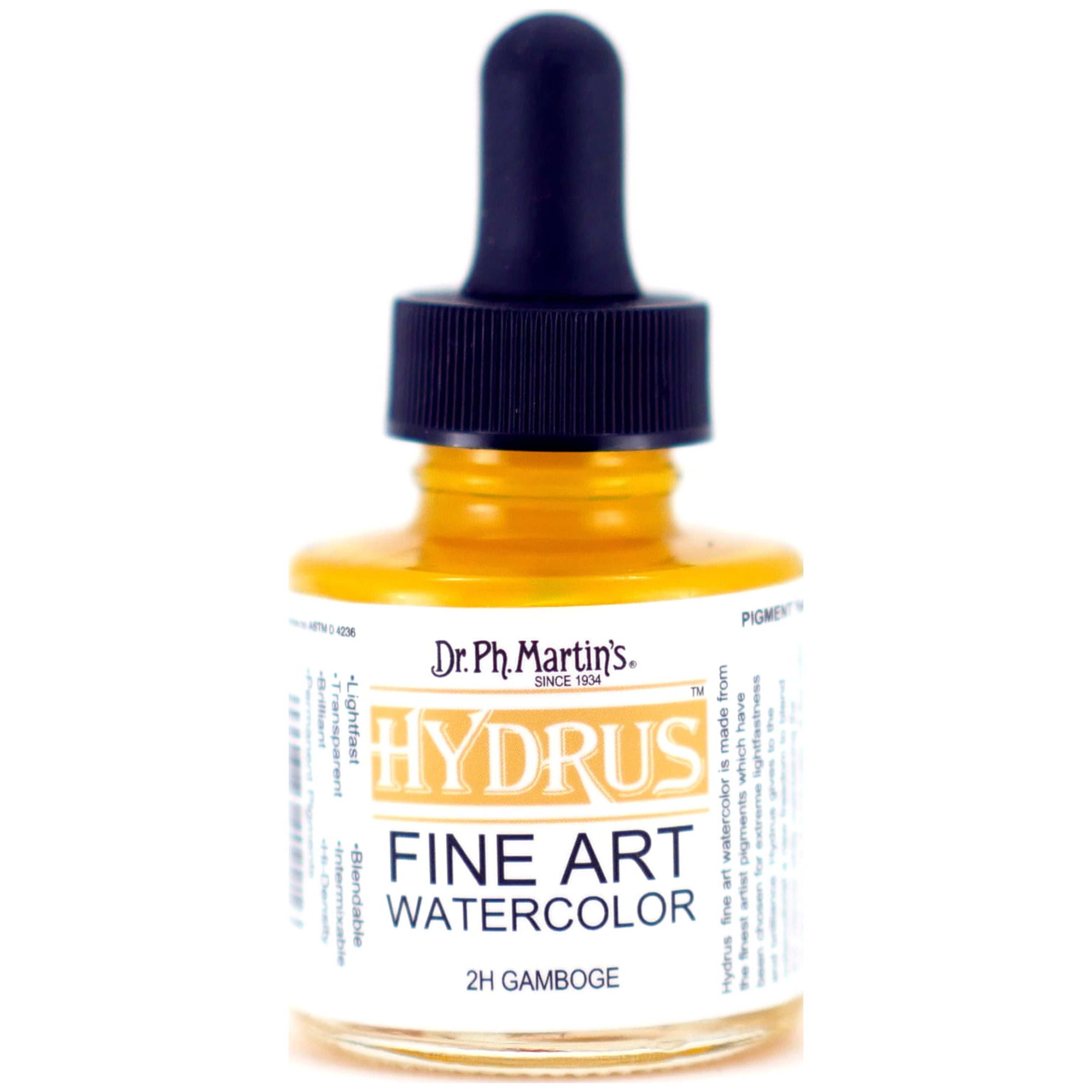 (未使用･未開封品)　Dr. Ph. Martin&#39;s Hydrus Fine Art Watercolor 1.0 oz Gamboge (2H) 7z28pnb Hydrus Fine Art Watercolor, 1.0 oz, Gamboge (2H) – Dr. Ph