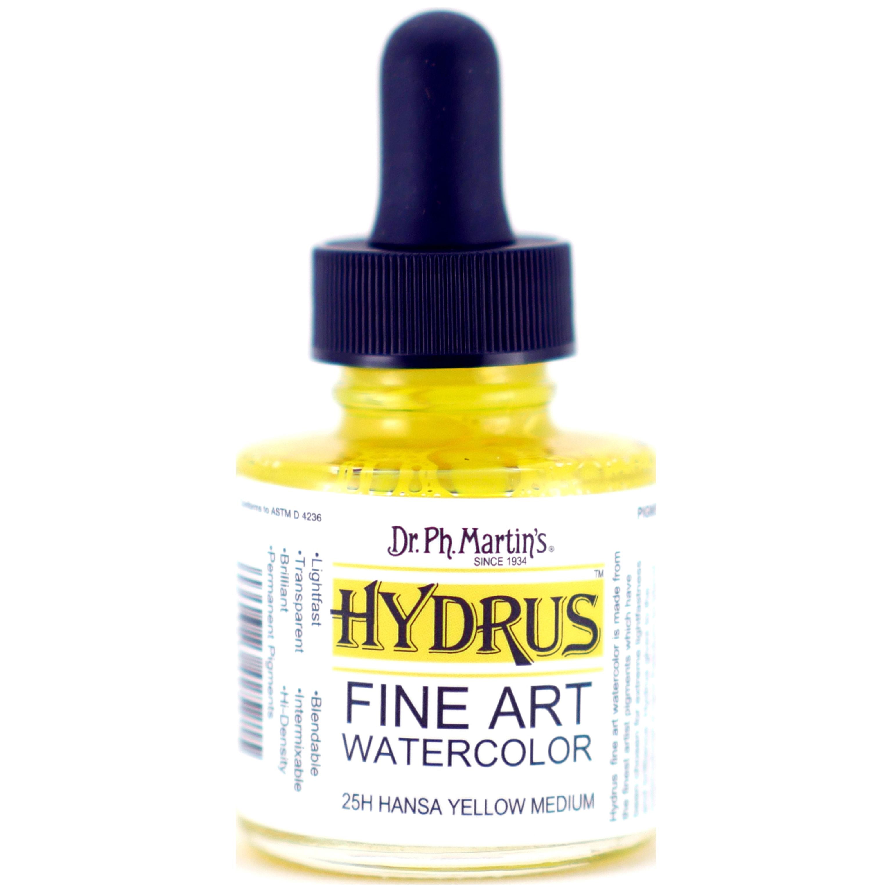 (未使用･未開封品)　Dr. Ph. Martin's Hydrus Fine Art Watercolor 1.0 oz Hansa Yellow Medium (25H) 7z28pnb Dr. Ph. Martin's Hydrus Fine Art Watercolor, 1.0 oz, Hansa
