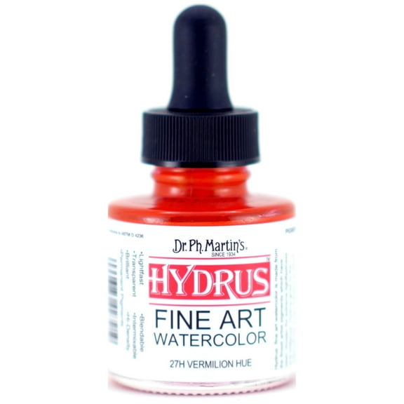 Dr. Ph. Martin's Hydrus Fine Art Watercolor, 1.0 oz, Vermilion Hue (27H)