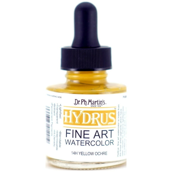 Dr. Ph. Martin's Hydrus Fine Art Watercolor, 1.0 oz, Yellow Ochre (14H)