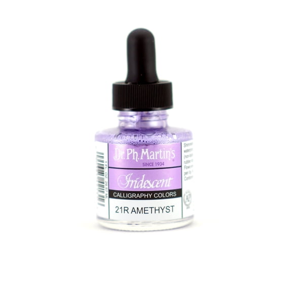 Dr. Ph. Martin's Iridescent Calligraphy Color (21R) Ink Bottle, 1.0 US fl oz, Amethyst, 1 Bottle