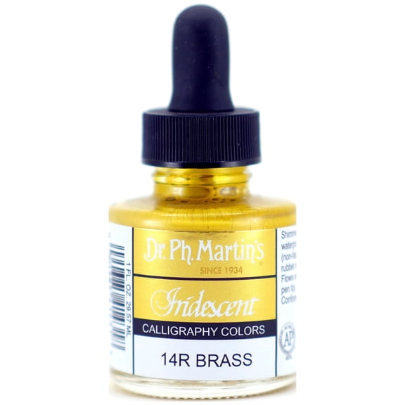 Dr. Ph. Martin's Iridescent Calligraphy Color (14R) Ink Bottle, 1.0 US fl oz, Brass, 1 Bottle