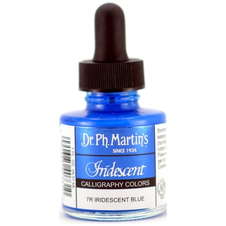 Dr. Ph. Martin's® Iridescent Calligraphy Color (7R) Ink Bottle, 1.0 US fl oz, Iridescent Blue, 1 Bottle