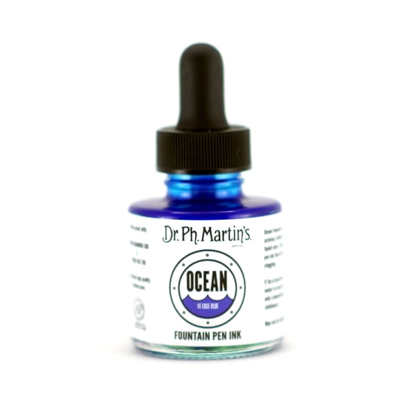 Dr. Ph. Martin's® Ocean Fountain Pen Ink (1E) Ink Bottle, 1.0 US fl oz, Edge Blue, 1 Bottle