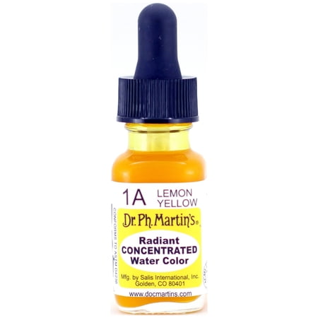 Dr. Ph. Martin's® Radiant Concentrated Water Color (1A) Watercolor Bottle, ½ US fl oz, Lemon Yellow, 1 Bottle