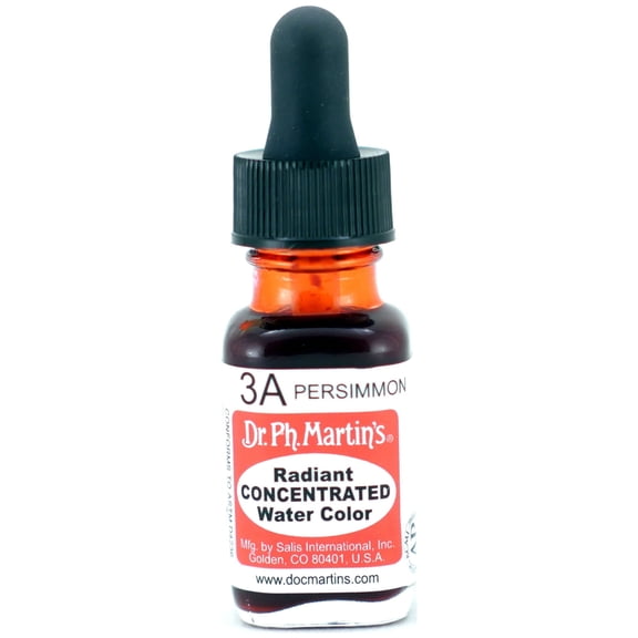 Dr. Ph. Martin's Radiant Concentrated Water Color (3A) Watercolor Bottle,  US fl oz, Persimmon, 1 Bottle