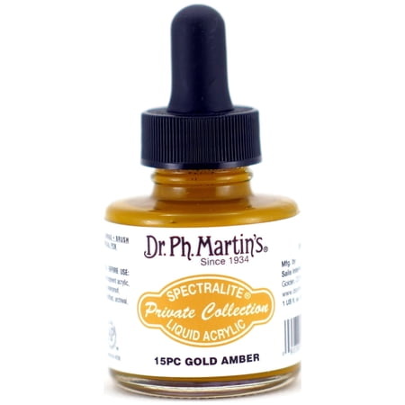 Dr. Ph. Martin's® Spectralite Private Collection Liquid Acrylics (15PC) Arcylic Paint Bottle, 1.0 US fl oz, Gold Amber, 1 Bottle