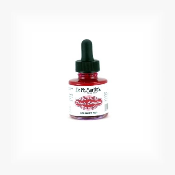 Dr. Ph. Martin's Spectralite Private Collection Liquid Acrylics (3PC) Arcylic Paint Bottle, 1.0 US fl oz, Ruby Red, 1 Bottle