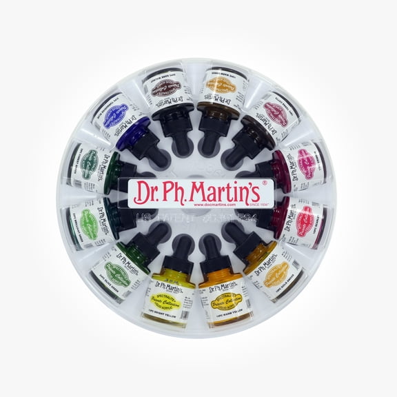 Dr. Ph. Martin's Spectralite Private Collection Liquid Acrylics (Set 2) Acrylic Paint Set, 1.0 US fl oz, Set 2 Colors, 1 Set of 12 Bottles
