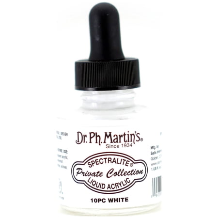 Dr. Ph. Martin's® Spectralite Private Collection Liquid Acrylics (10PC) Arcylic Paint Bottle, 1.0 US fl oz, White, 1 Bottle