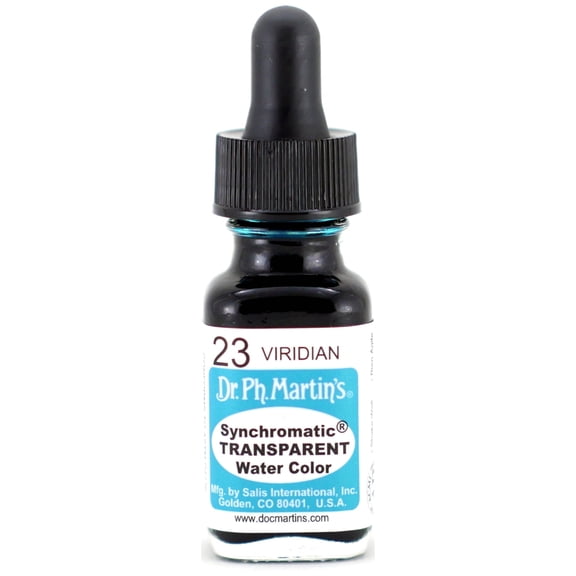Dr. Ph. Martin's Synchromatic Transparent Water Color (23) Watercolor Bottle,  US fl oz, Viridian, 1 Bottle