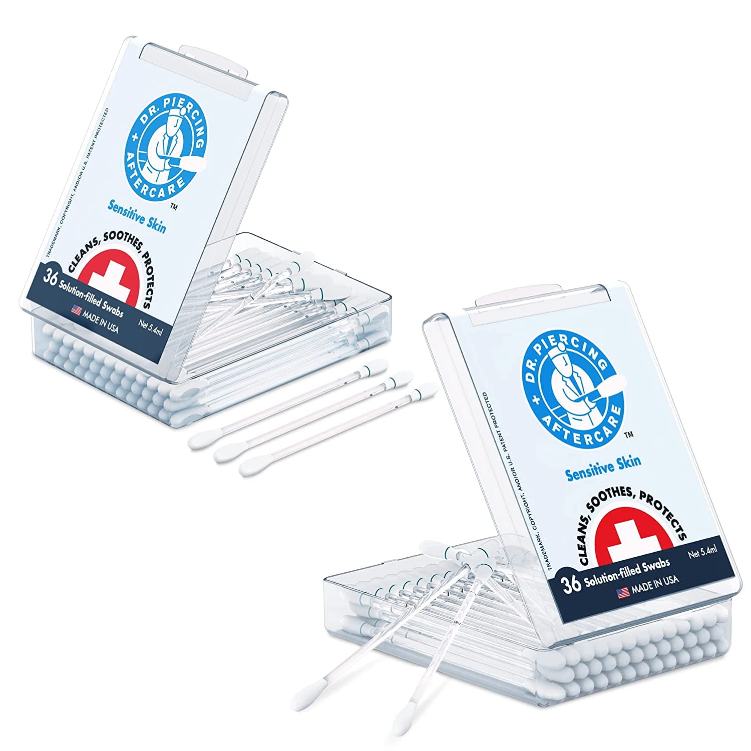 Dr. Piercing Aftercare Saline Solution Swabs Ear Piercing Cleaner, Saline Wound Wash, Sterile