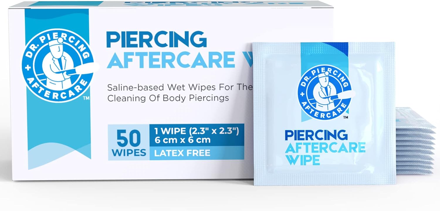 Dr. Piercing Aftercare Wipes Gentle Wound Wash Saline Solution for