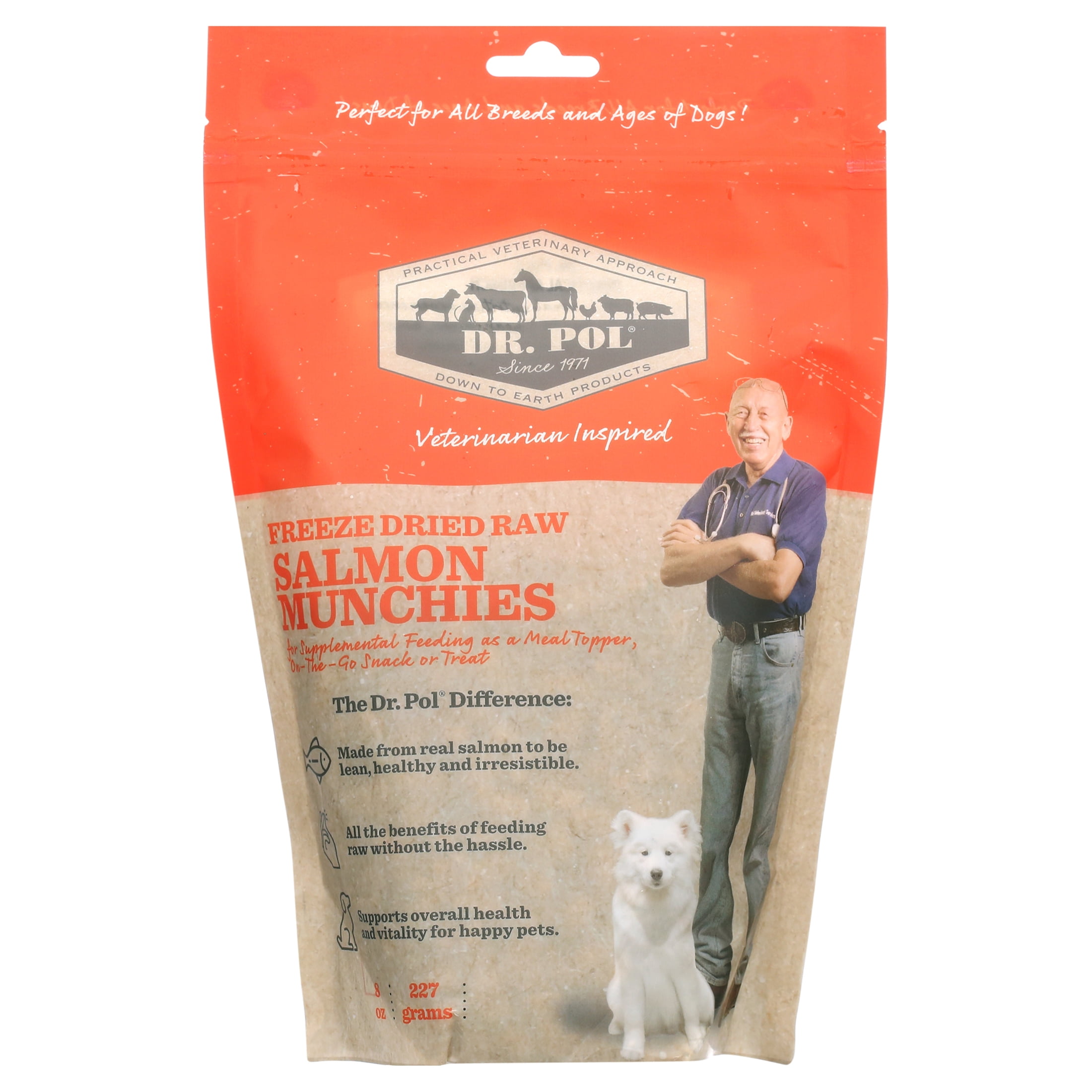 Dr. Pol Freeze Dried Munchies Salmon Dog Treat and Meal Topper 8 Ounces