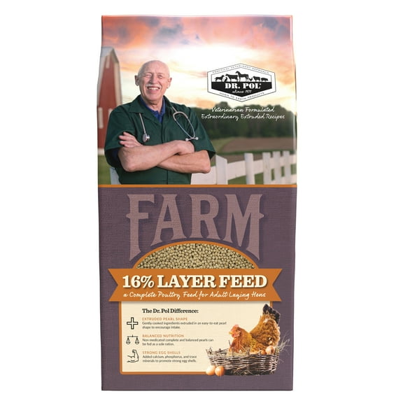 Dr. Pol Healthy Balance 16% Poultry Pearls Layer Chicken Feed, 30 lb. Bag for Chickens and other Poultry