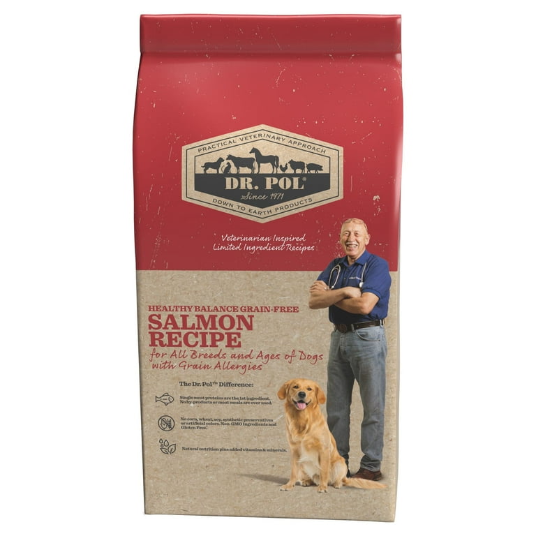 Dr. Pol Healthy Balance Limited Ingredient Grain Free Salmon Recipe Adult Dry Dog Food for All Breeds Ages and Sizes of Dogs 4 lb. Bag