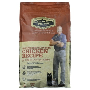 Dr. Pol High Protein Limited Ingredient Chicken Recipe Dry Cat Food for All Breeds, Ages and Sizes of Cats and Growing Kittens, 8 lb. Bag