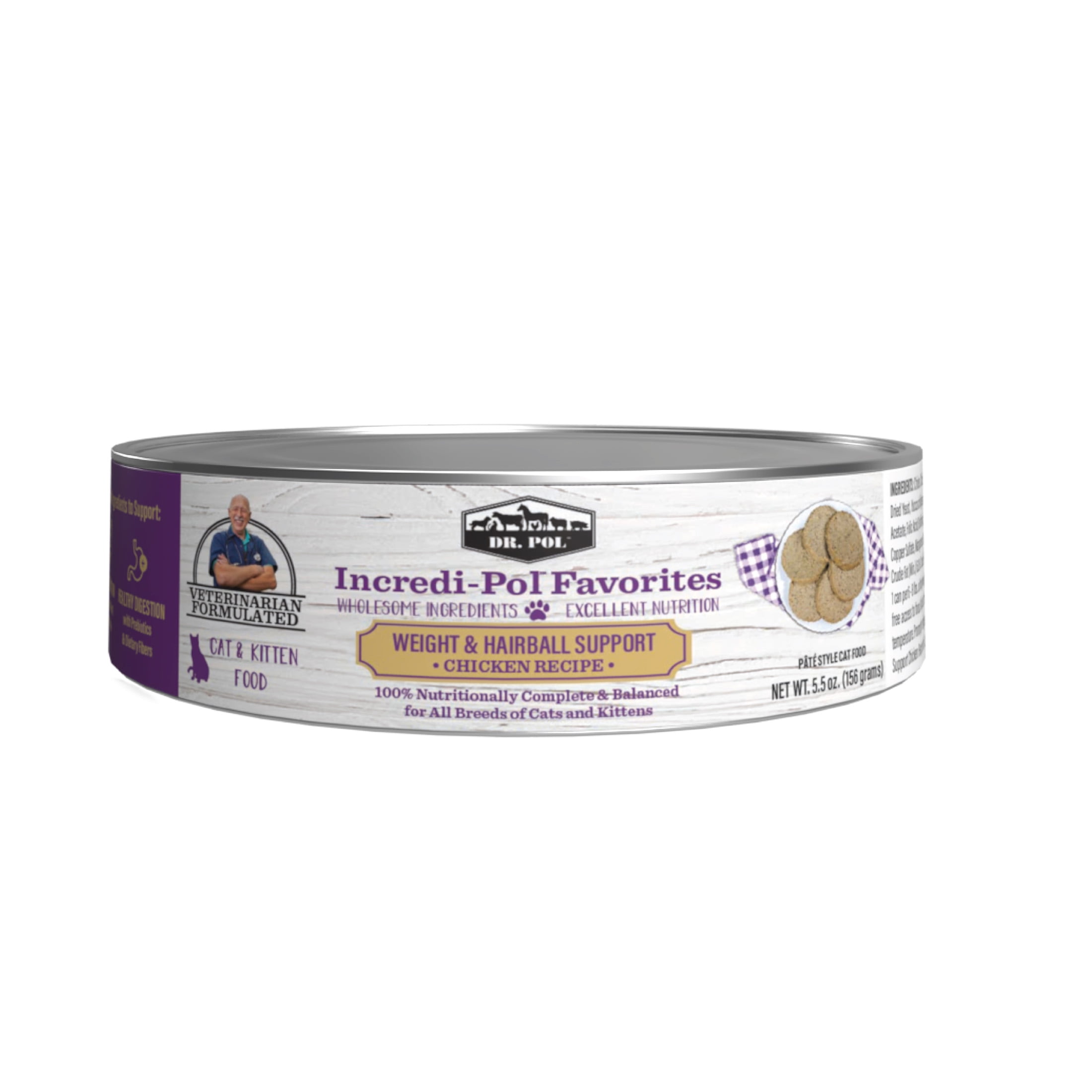 Dr. Pol Incredi-Pol Favorites Chicken Weight and Hairball Support Canned Cat Food, 5.5oz.