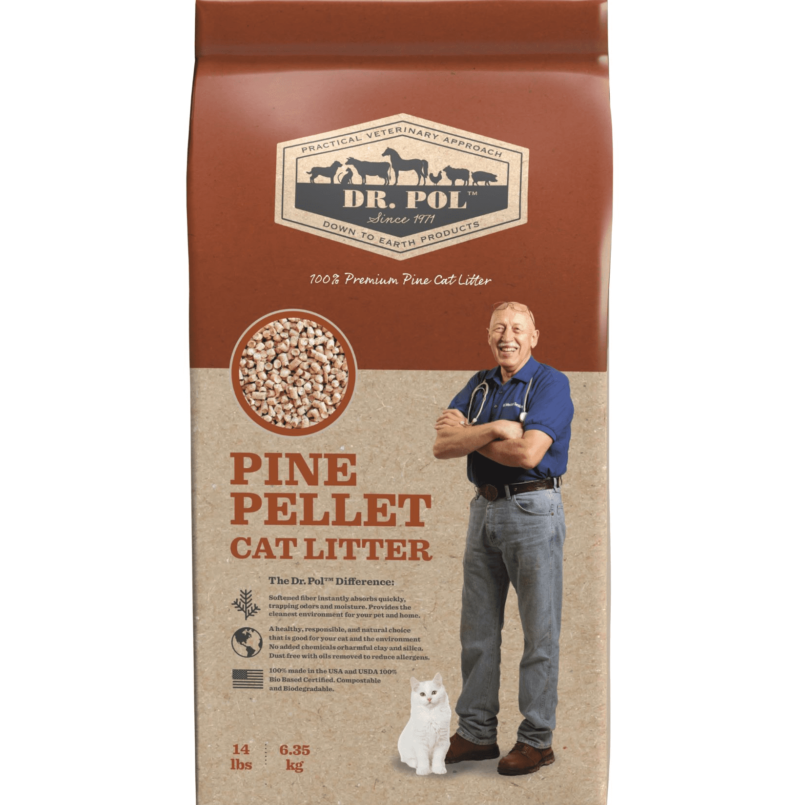 Dr. Pol Pine Pellet Cat Litter 14lb Bag