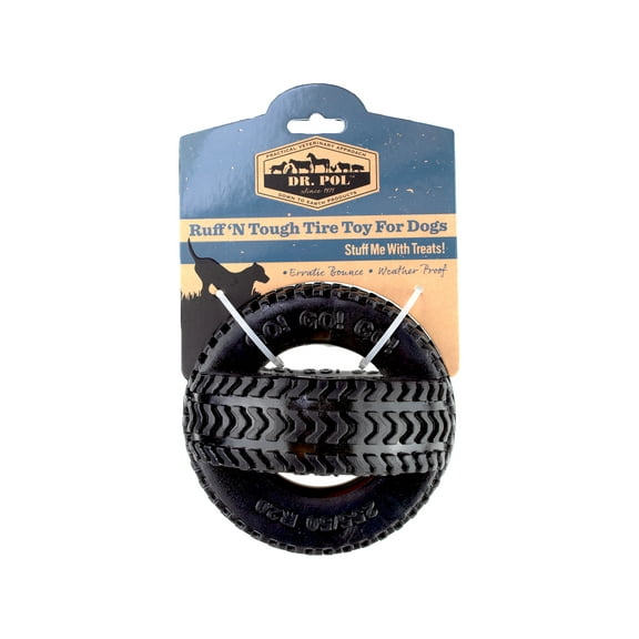 Dr. Pol TPR Thread Tire Fetch & Chew Dog Toy -Black 4.5"