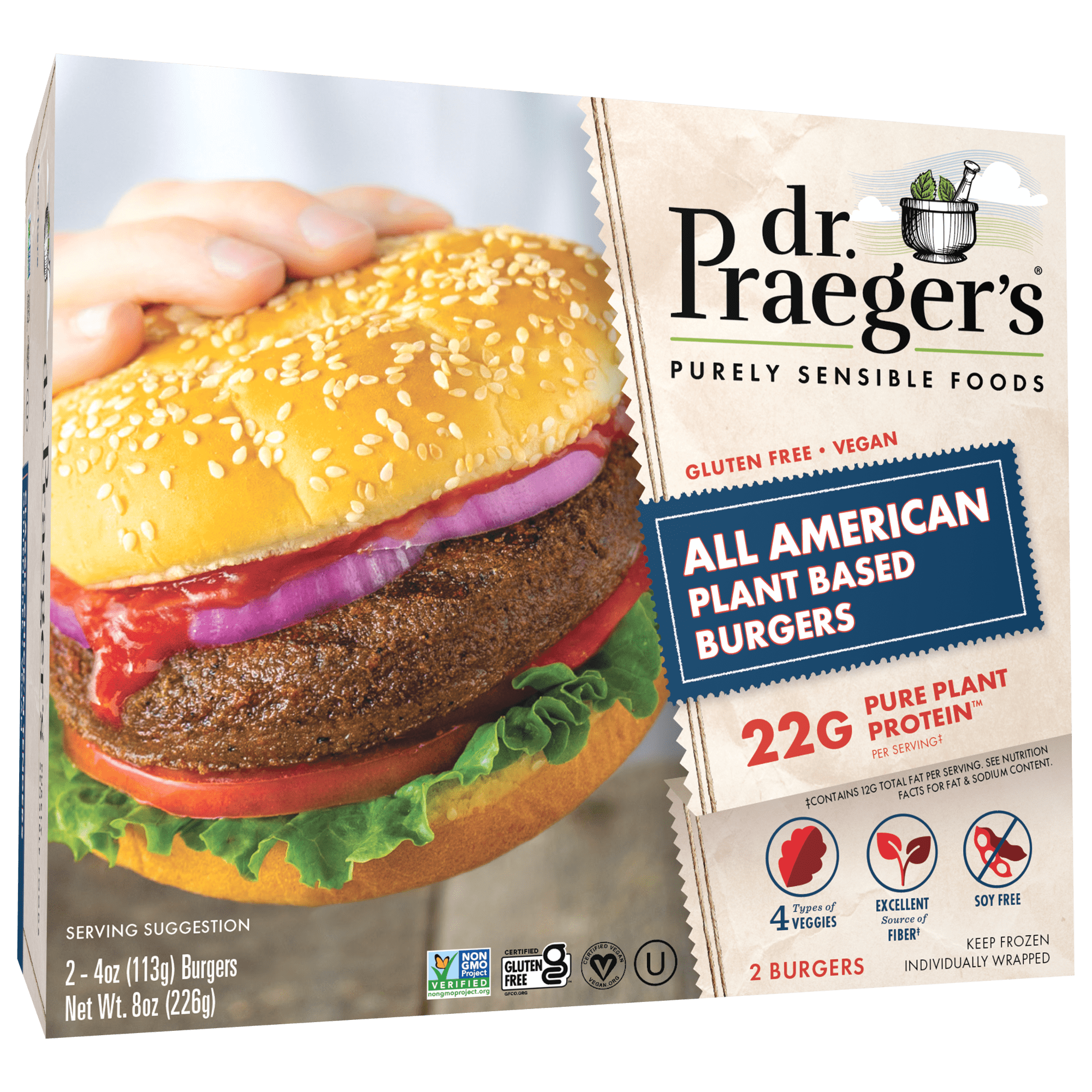 Dr. Praeger's All American Veggie Burger, 2 Frozen Patties - Walmart.com