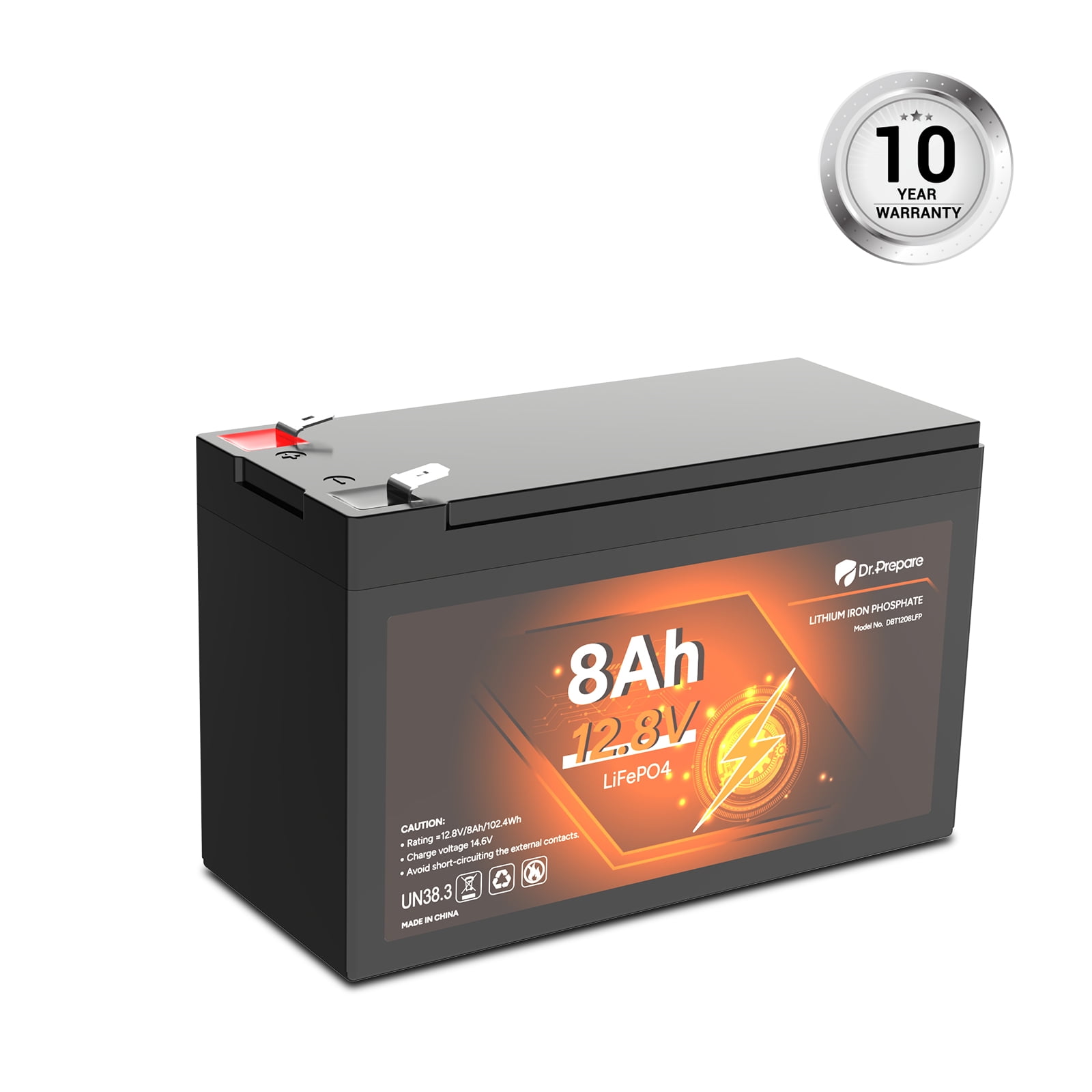 Dr. Prepare 12V 7Ah LiFePO4 Lithium Deep Cycle Battery [3-year Warranty]