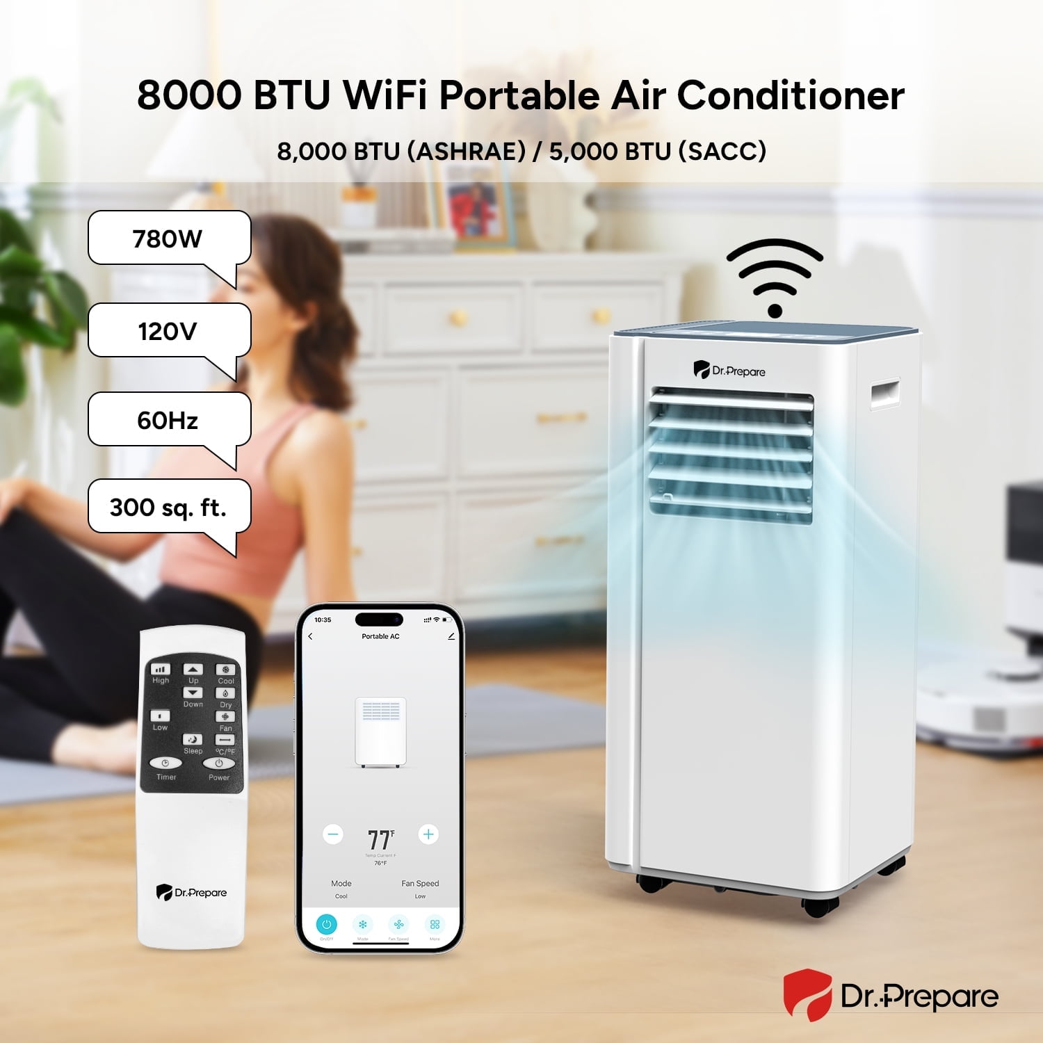 Dr. Prepare 8000 Btu Smart Wifi Portable Air Conditioner - Walmart.com