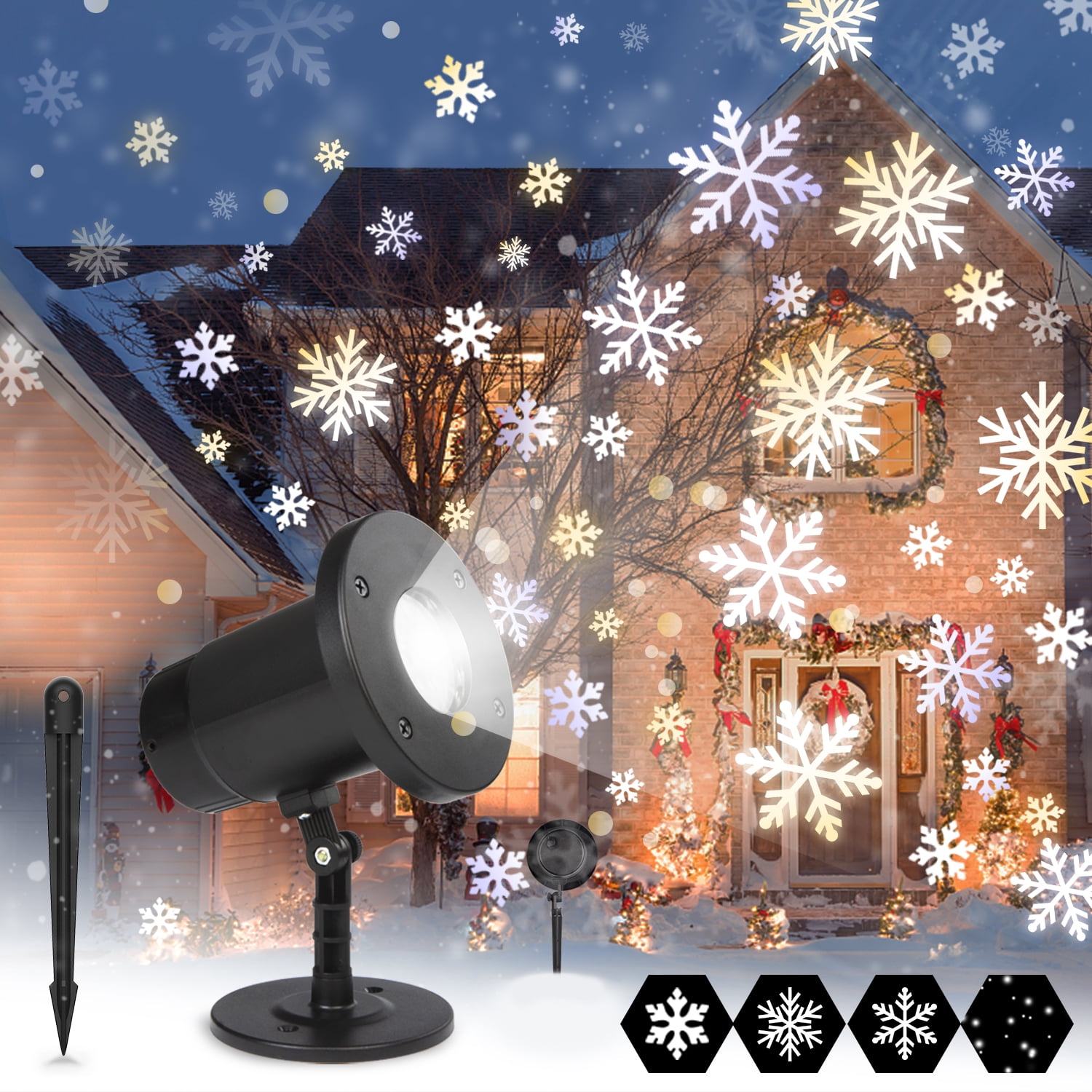 Dr. Prepare Christmas Snowflake Projector Lights, Outdoor Snowfall LED