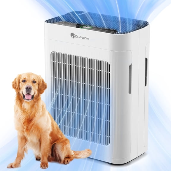 Dr.Prepare DAP01 HEPA Air Purifier for Home, Dual-Side Air Intake, Pet Mode, Smart Air Quality Sensor, Up to 3,000 sq ft