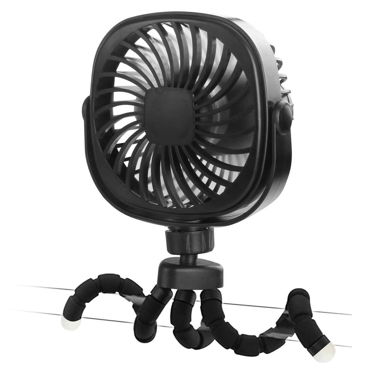 Portable Stroller Fan, DR.PREPARE Rechargeable Handheld Fan Battery Powered Clip On Fan, Black