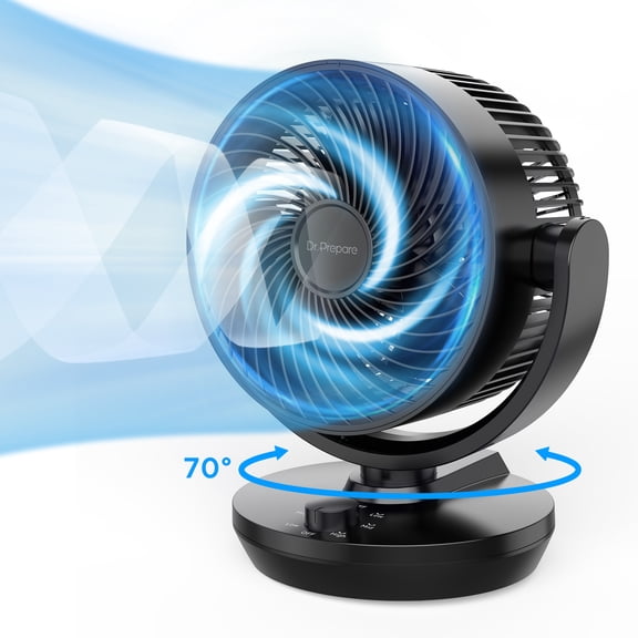 Dr. Prepare Table Fan for Home, 8" Air Circulator Fan Powerful Desk Fans, Black