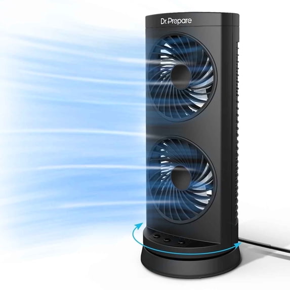 Dr. Prepare Tower Fan Oscillating Fan, 12'' Portable Standing Desk Fan