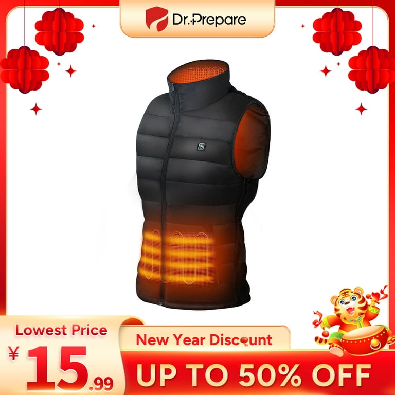 Dr. Prepare Heated Vest, Unisex Heated Clothing for men women, Lightweight  USB Electric Heated Jacket with 3 Heating Levels, 6 Heating Zones,  Adjustable Size for Hiking (Battery Pack Not Included) 