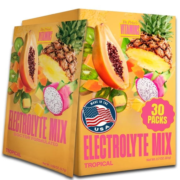 Dr. Price’s Electrolyte Mix – Tropical Flavor, 30 Packets | Sugar-Free Hydration Powder with Trace Minerals