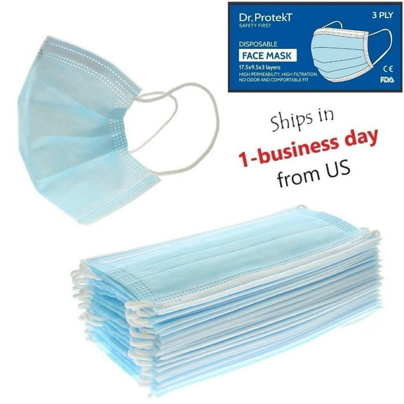 Dr.ProtekT 3-Ply Disposable Face Masks (Pack Of 50)