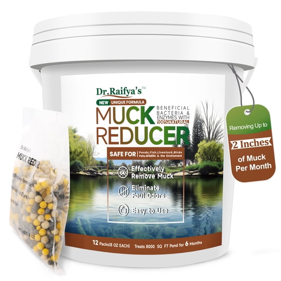 Dr.Raifyas Muck Reducer Pellets 6 LB - Natural Pond Sludge Solution, Experience The Pure Water & Fresh Odor, Easy to Use, Beneficial Bacteria Safe for Fish, Lake & Outdoor Ponds, 6-Month Supply