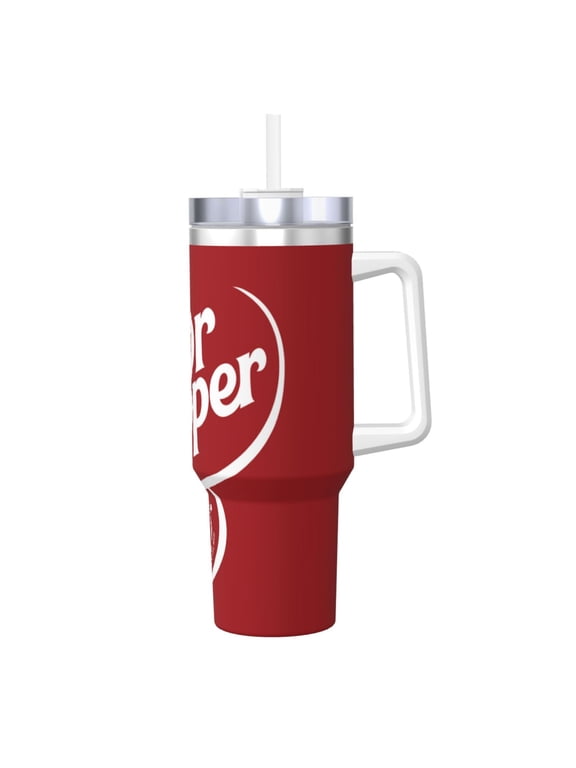 Dr Red Pe-Pper 40 Oz Tumbler With Handle And Straw Lid Insulated Tumblers Cups With Lids Straws Double Wall Vacuum Stainless Steel Travel Mug, Gifts