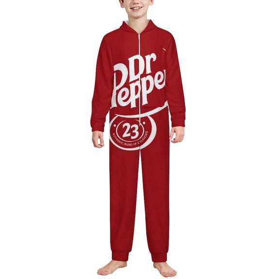 Dr Red Pe-pper Pajamas One Piece Hooded Union Suit Onesie PJs Sleepwear