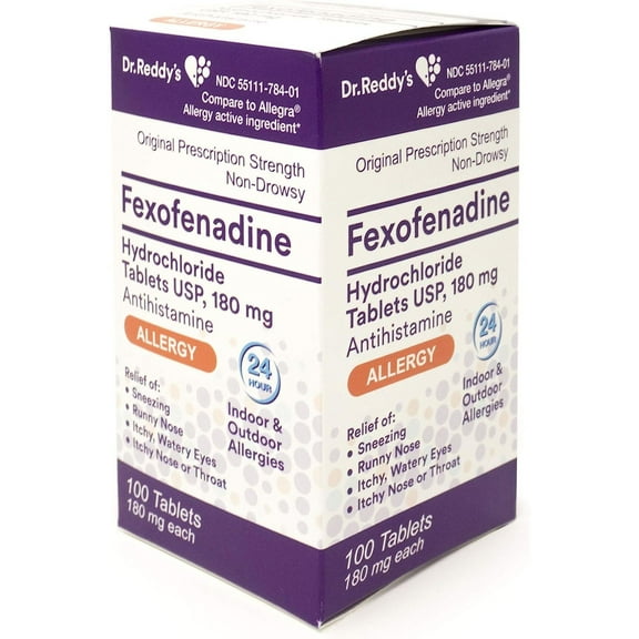 Dr. Reddy's Allergy, Fexofenadine Hydrochloride , 180 mg, 100 Count