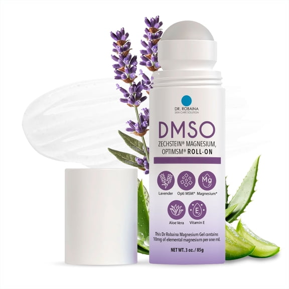 Dr. Robaina DMSO Lavender Roll-On with Magnesium & Aloe Vera Fast Absorbing Liquid Gel for Targeted Relief Calming Scent & Mess-Free Applicator Non-Greasy Formula 3 fl oz