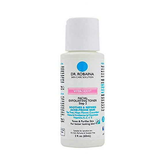 Dr. Robaina Skin Care Solution VITADERM Exfoliating Toner Step 2 Eliminate dirt, remove impurities and excess oils without dehydration 2 fl. Oz (60ml).