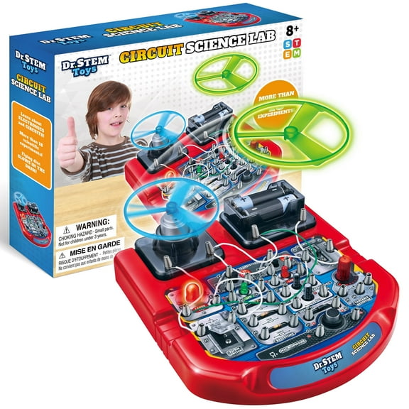 Dr. STEM Toys Circuit Board for Kids | Fun Educational Science Kit with Real Wires, LED Lights & a Fan That Actually Flies | Includes 18 Cool Science Experiments for Boys & Girls Ages 8 & Up