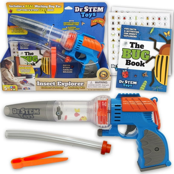 Dr. STEM Toys: Insect Explorer - 11.5" Bug Vacuum Kit, LED Laser & Suction Mechanism, Pop-Out Practice Critters, Catch-Study-Catalog-Release, Kids 5+