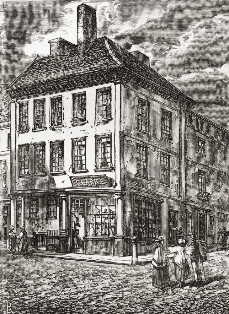 Dr Samuel Johnsons Birthplace In Market Square Lichfield England Seen In The Late 19Th Century From Our Own Country Published 1898 Canvas Art - Ken Welsh Design Pics (24 x 34)