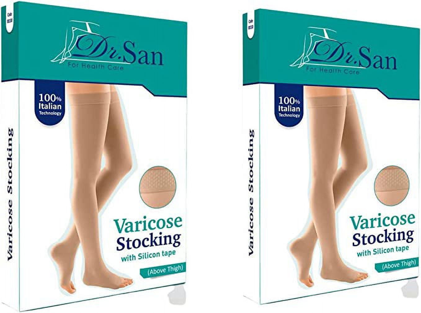 BriteLeafs Opaque Compression Stockings Thigh High Firm Support 20-30 mmHg,  Open Toe - Gradient Compression - Large, Black - Walmart.com