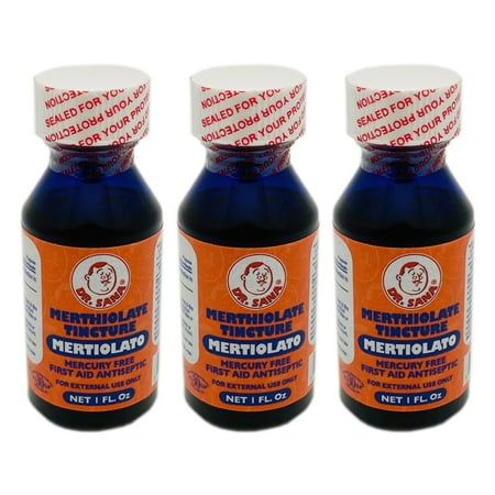 Dr Sana Merthiolate Tincture. Mercury Free First Aid Antiseptic. For Minor Cuts, Scrapes, Bruises and Burns. 1 oz. Pack of 3