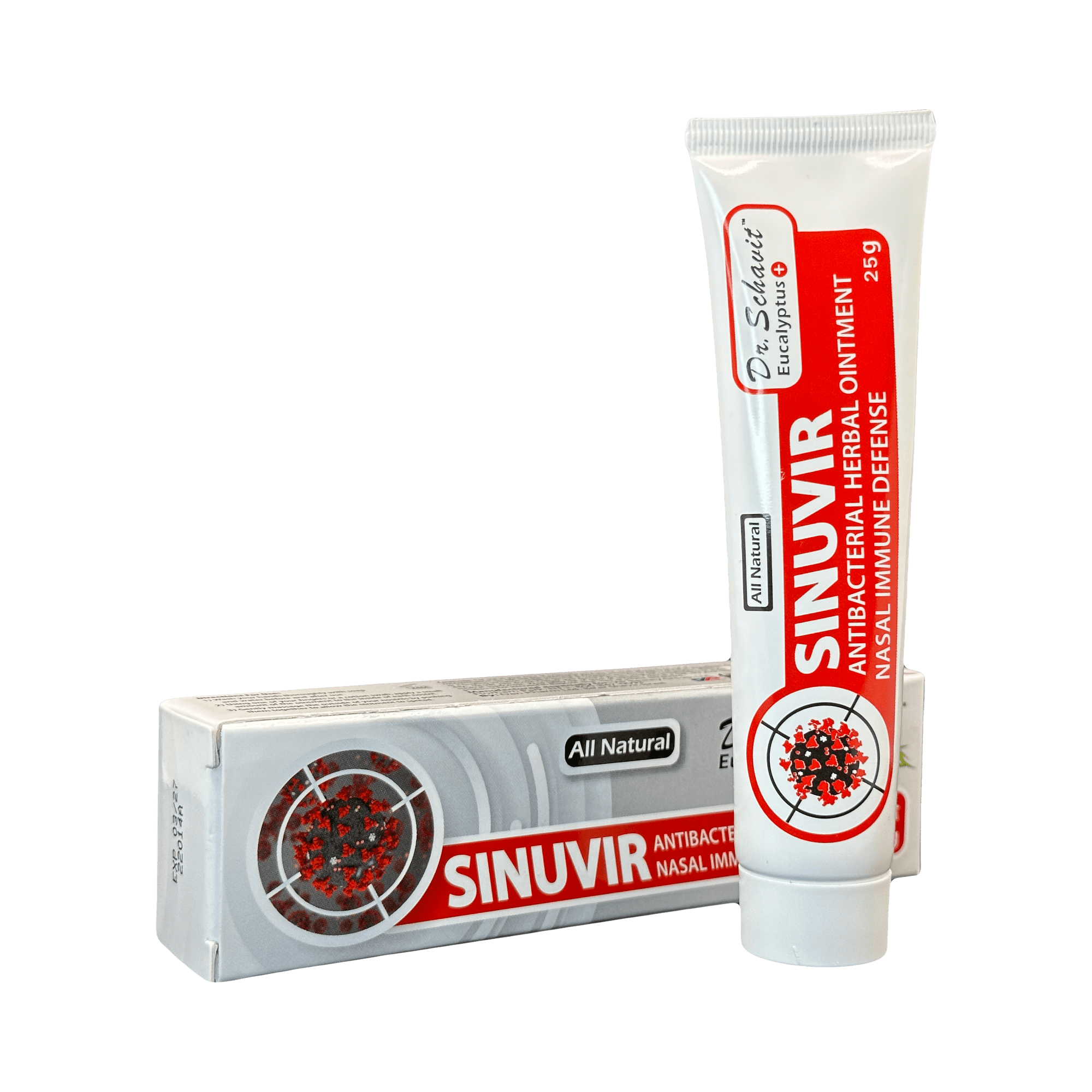 Dr. Schavit Eucalyptus+ SINUVIR - Herbal Nasal Ointment for Immune Defense. Natural Moisturizer Balm for Relief from Sore Dry Nose, Allergies, Cold Symptoms - 25g Tube